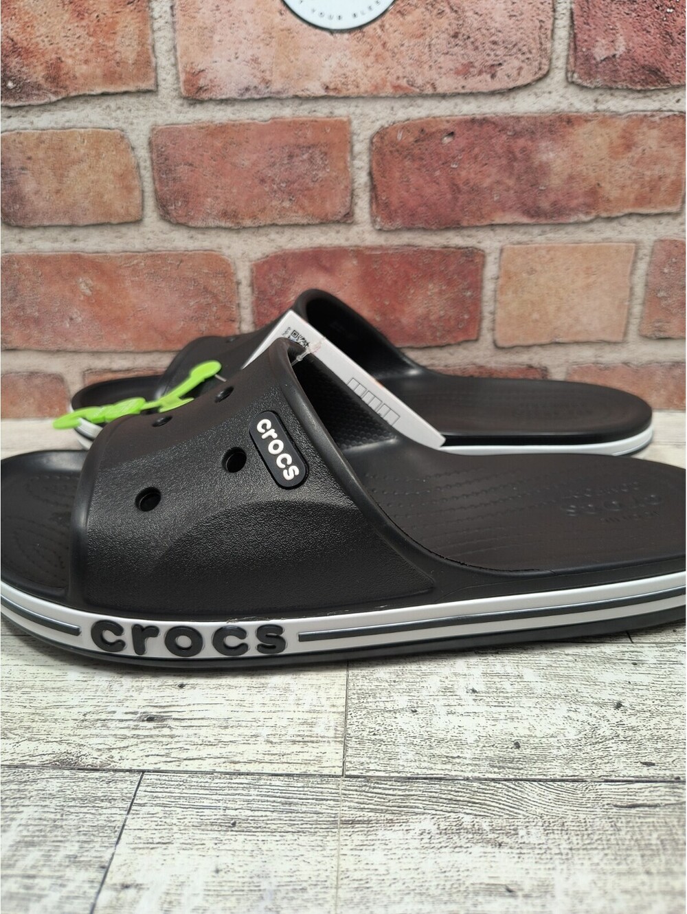 Crocs Bayaband Slide Sandals Men's Size 11 Black/White 205392-066 NWT